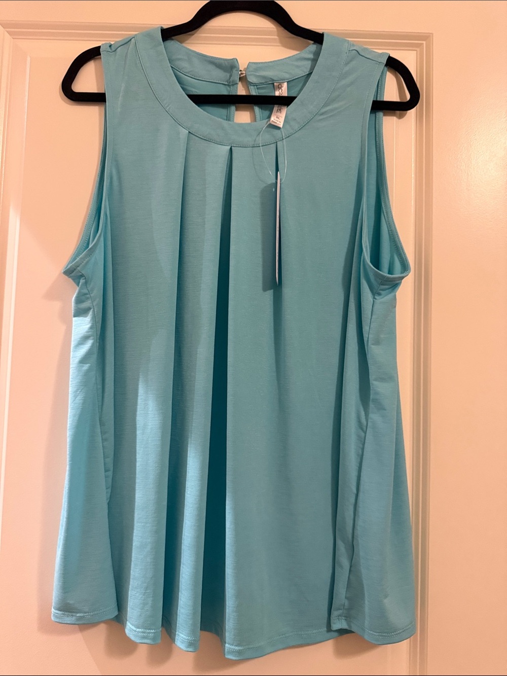 Sleeveless Pleated Camisole in Aqua Blue